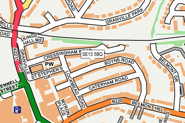 SE13 5BQ map - OS OpenMap – Local (Ordnance Survey)