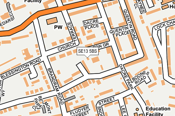 SE13 5BS map - OS OpenMap – Local (Ordnance Survey)