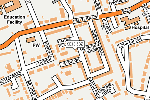 SE13 5BZ map - OS OpenMap – Local (Ordnance Survey)
