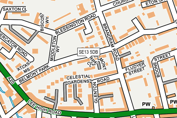 SE13 5DB map - OS OpenMap – Local (Ordnance Survey)