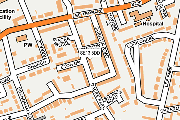 SE13 5DD map - OS OpenMap – Local (Ordnance Survey)