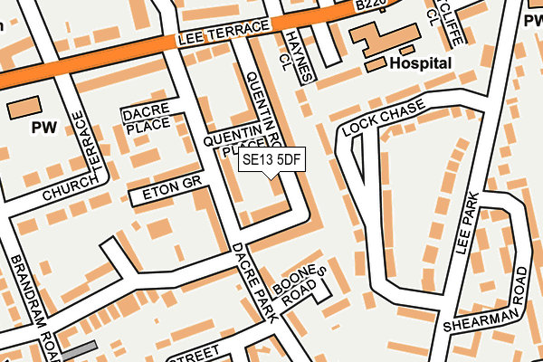 SE13 5DF map - OS OpenMap – Local (Ordnance Survey)