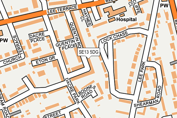 SE13 5DG map - OS OpenMap – Local (Ordnance Survey)