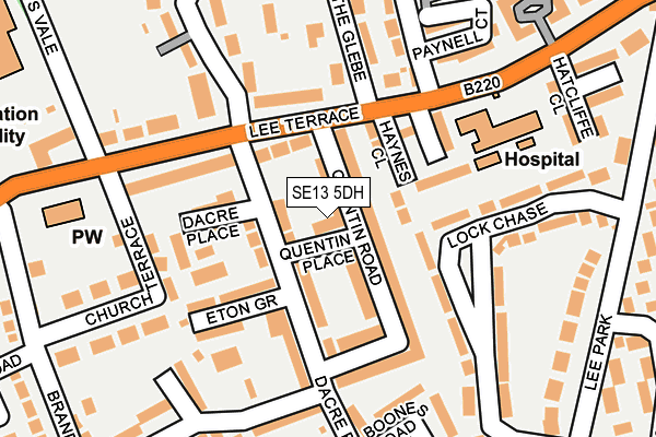 SE13 5DH map - OS OpenMap – Local (Ordnance Survey)