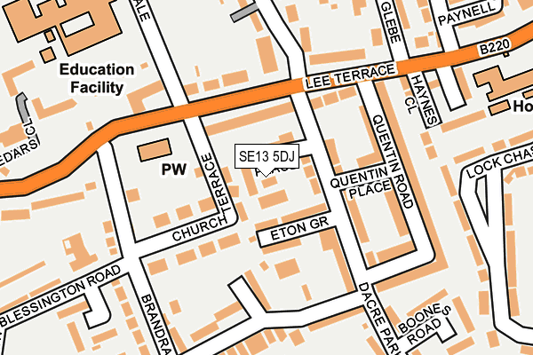 SE13 5DJ map - OS OpenMap – Local (Ordnance Survey)