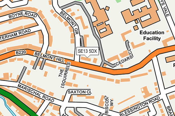 SE13 5DX map - OS OpenMap – Local (Ordnance Survey)
