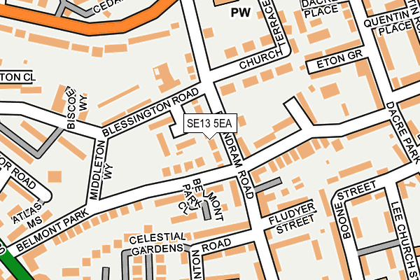SE13 5EA map - OS OpenMap – Local (Ordnance Survey)