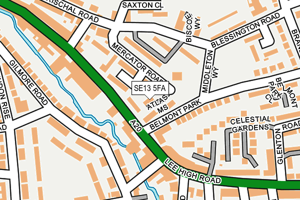 SE13 5FA map - OS OpenMap – Local (Ordnance Survey)