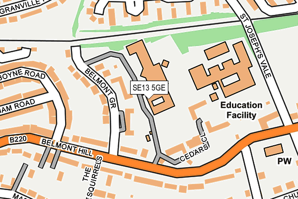 SE13 5GE map - OS OpenMap – Local (Ordnance Survey)