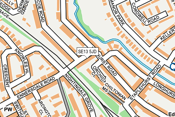 SE13 5JD map - OS OpenMap – Local (Ordnance Survey)