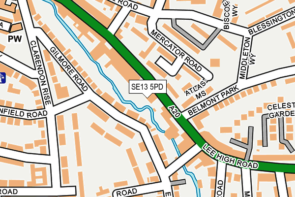 SE13 5PD map - OS OpenMap – Local (Ordnance Survey)