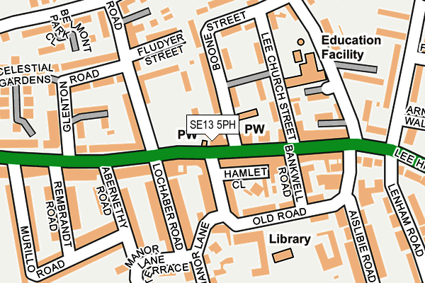 SE13 5PH map - OS OpenMap – Local (Ordnance Survey)