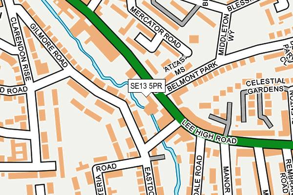 SE13 5PR map - OS OpenMap – Local (Ordnance Survey)