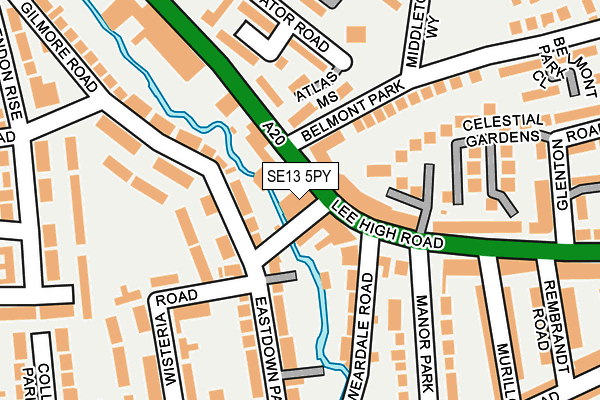 SE13 5PY map - OS OpenMap – Local (Ordnance Survey)