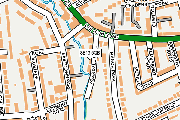 SE13 5QB map - OS OpenMap – Local (Ordnance Survey)