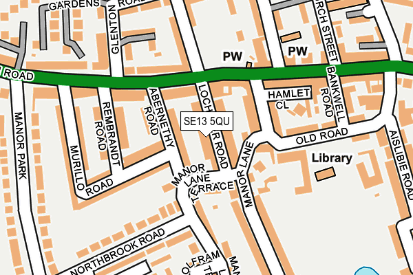 SE13 5QU map - OS OpenMap – Local (Ordnance Survey)