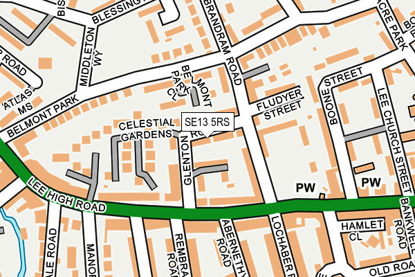 SE13 5RS map - OS OpenMap – Local (Ordnance Survey)