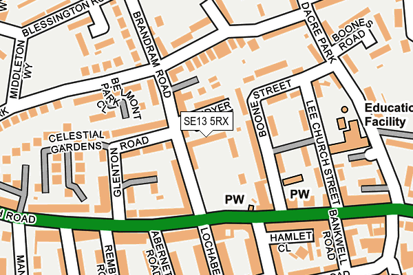 SE13 5RX map - OS OpenMap – Local (Ordnance Survey)