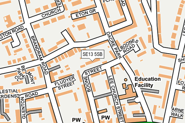 SE13 5SB map - OS OpenMap – Local (Ordnance Survey)