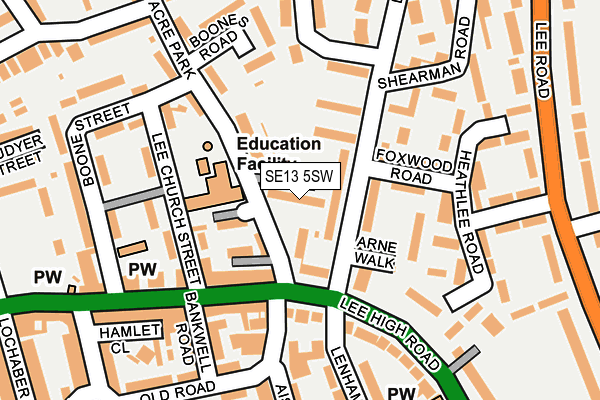 SE13 5SW map - OS OpenMap – Local (Ordnance Survey)