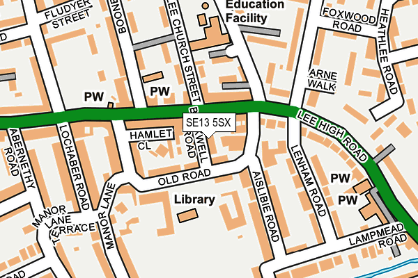 SE13 5SX map - OS OpenMap – Local (Ordnance Survey)