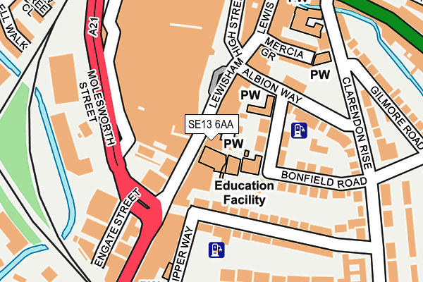SE13 6AA map - OS OpenMap – Local (Ordnance Survey)