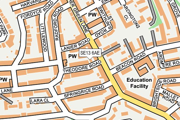 SE13 6AE map - OS OpenMap – Local (Ordnance Survey)