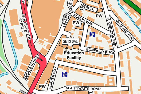 SE13 6AL map - OS OpenMap – Local (Ordnance Survey)