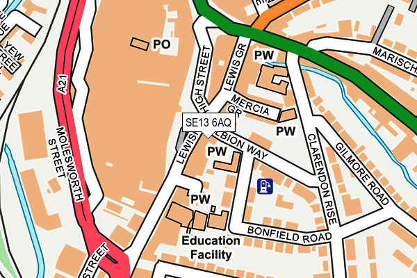 SE13 6AQ map - OS OpenMap – Local (Ordnance Survey)
