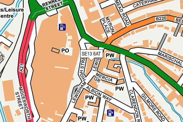 SE13 6AT map - OS OpenMap – Local (Ordnance Survey)