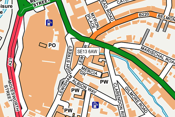 SE13 6AW map - OS OpenMap – Local (Ordnance Survey)