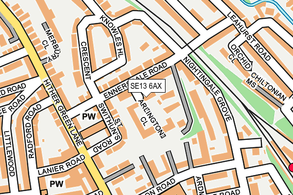 SE13 6AX map - OS OpenMap – Local (Ordnance Survey)