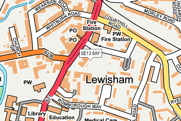 SE13 6AY map - OS OpenMap – Local (Ordnance Survey)