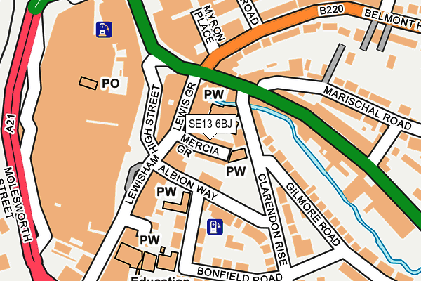 SE13 6BJ map - OS OpenMap – Local (Ordnance Survey)