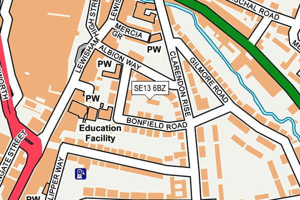 SE13 6BZ map - OS OpenMap – Local (Ordnance Survey)