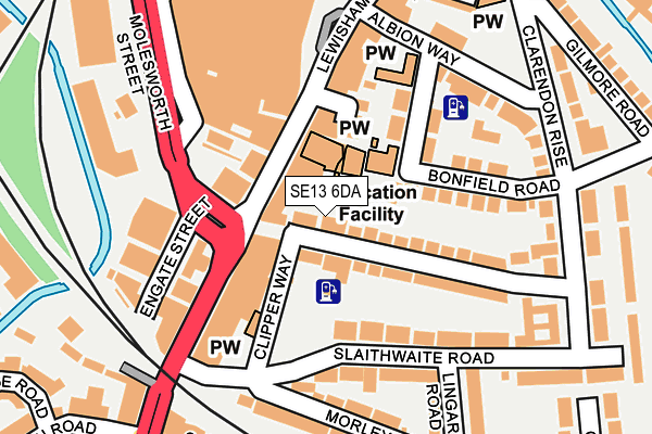 SE13 6DA map - OS OpenMap – Local (Ordnance Survey)