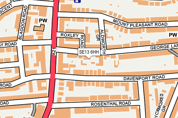 SE13 6HH map - OS OpenMap – Local (Ordnance Survey)