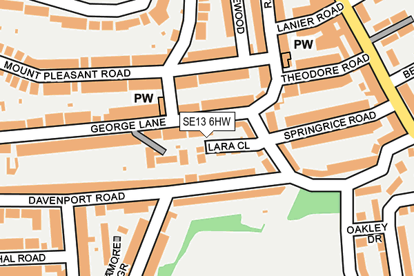 SE13 6HW map - OS OpenMap – Local (Ordnance Survey)