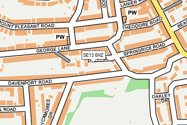 SE13 6HZ map - OS OpenMap – Local (Ordnance Survey)
