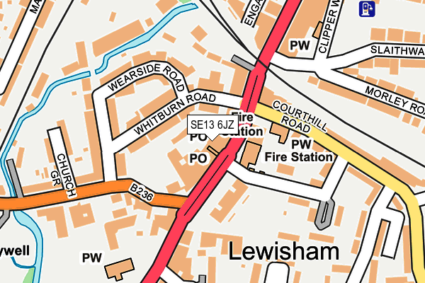 SE13 6JZ map - OS OpenMap – Local (Ordnance Survey)