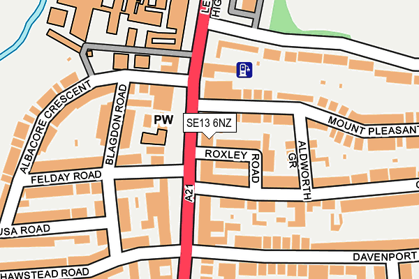 SE13 6NZ map - OS OpenMap – Local (Ordnance Survey)