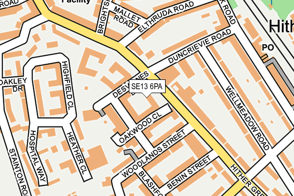 SE13 6PA map - OS OpenMap – Local (Ordnance Survey)