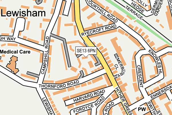 SE13 6PN map - OS OpenMap – Local (Ordnance Survey)