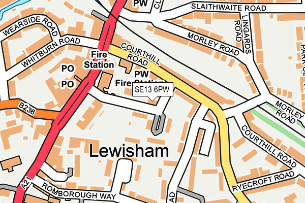 SE13 6PW map - OS OpenMap – Local (Ordnance Survey)