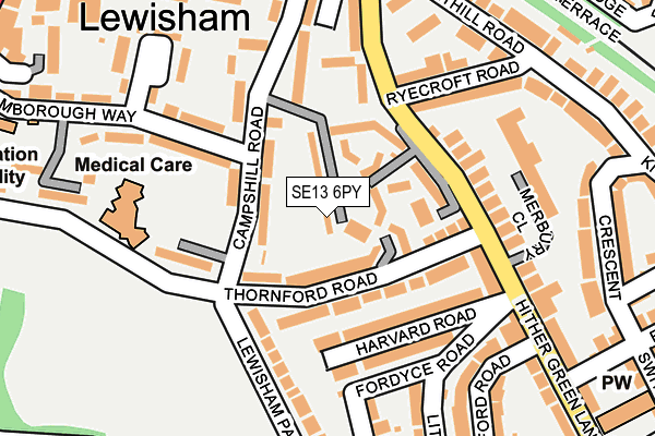 SE13 6PY map - OS OpenMap – Local (Ordnance Survey)