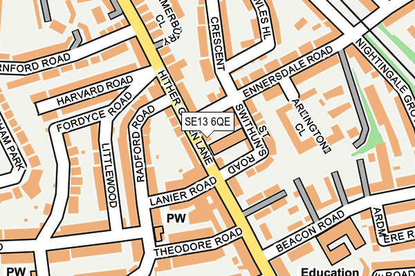 SE13 6QE map - OS OpenMap – Local (Ordnance Survey)