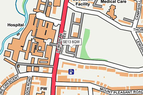 SE13 6QW map - OS OpenMap – Local (Ordnance Survey)