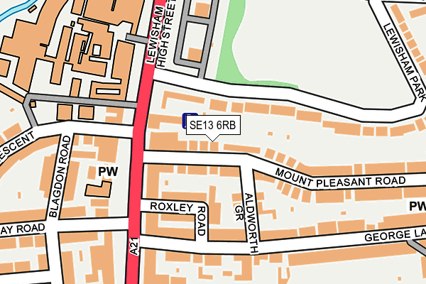SE13 6RB map - OS OpenMap – Local (Ordnance Survey)
