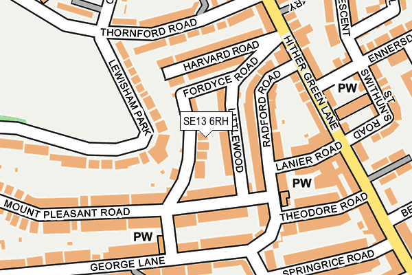 SE13 6RH map - OS OpenMap – Local (Ordnance Survey)