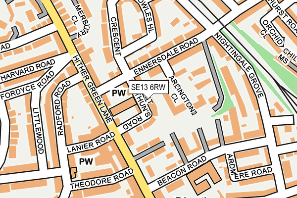SE13 6RW map - OS OpenMap – Local (Ordnance Survey)
